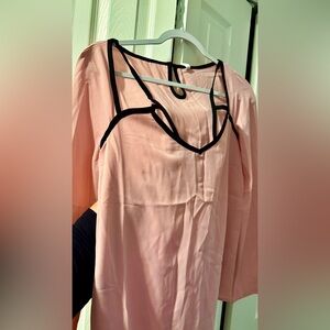 Pink Blouse with Black Trim